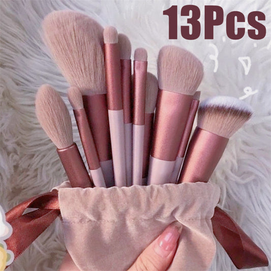 Juego de 13 brochas de maquillaje, corrector, rubor, sombra de ojos, iluminador, base, herramientas de belleza cosméticas.