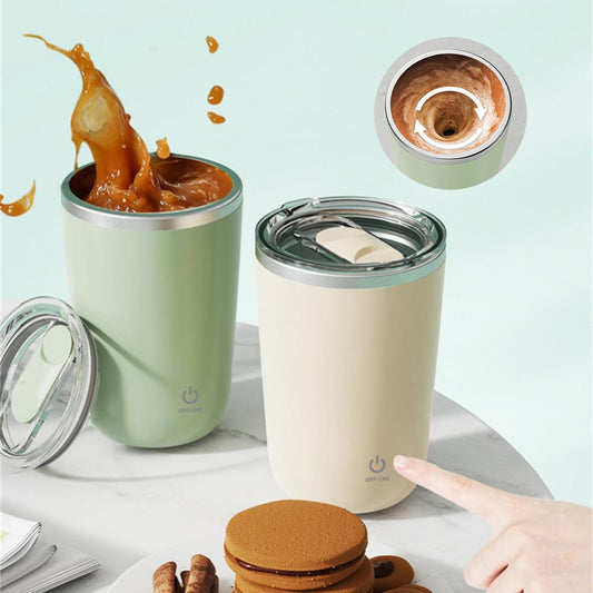 Taza automática de 350 ml con agitación automática, taza para mezclar café, leche y jugo, eléctrica de acero inoxidable con rotación lenta.