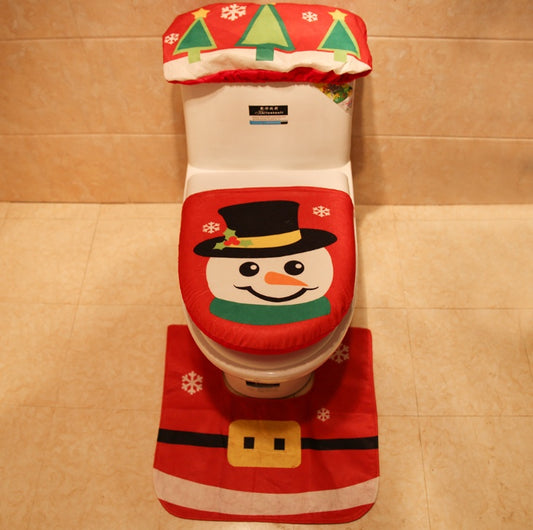 FENGRISE - Juego de 3 alfombras navideñas de Papá Noel para baño, decoración navideña, suministros para fiestas de Año Nuevo