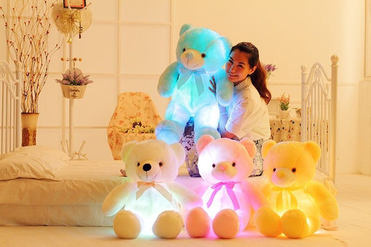 Oso de peluche LED creativo con luz, peluche colorido y brillante, regalo de Navidad para niños, almohada