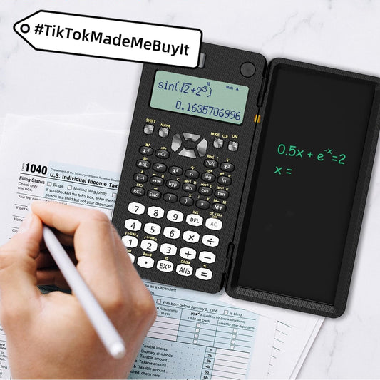 Calculadora científica plegable 2 en 1, tableta de escritura a mano, calculadora con función de aprendizaje, calculadora científica de escritorio plegable.