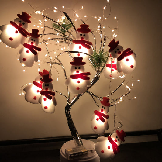 Guirnalda de luces LED con forma de muñeco de nieve para decoración navideña, decoración para el hogar, adorno navideño de Año Nuevo