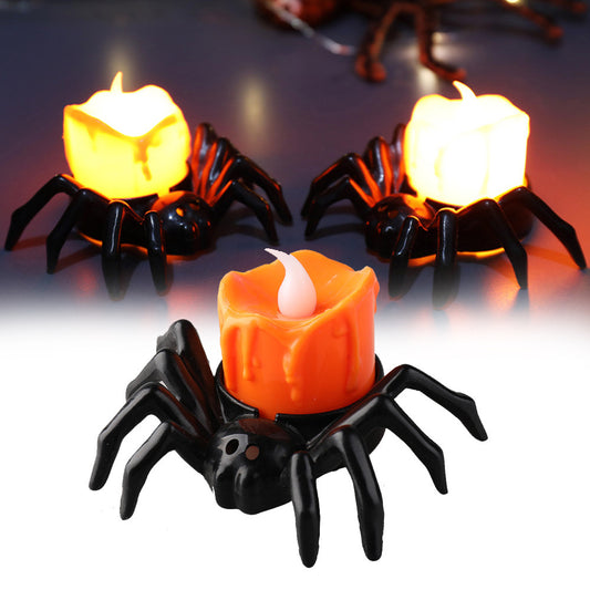 Adornos creativos de candelabros con forma de araña para Halloween con ambiente festivo