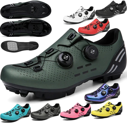 Zapatillas de ciclismo de montaña 2023 con calas para hombre y mujer, de carbono, deportivas, de velocidad, planas, SPD, para ciclismo de carretera