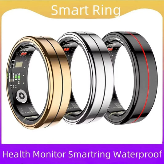 Anillo inteligente R04 2025 para hombre y mujer, con estuche de carga, monitor de salud y sueño, resistente al agua hasta 5 ATM, modo multideporte, control de cámara.