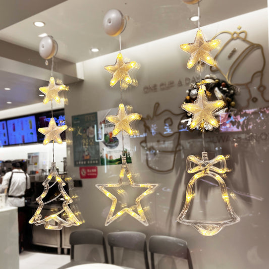 3 luces LED navideñas con forma de estrella para colgar en el árbol de Navidad, adornos para ventanas, decoración para el hogar, Navidad, Año Nuevo