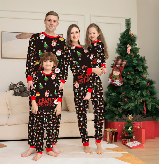 Conjunto de pijamas navideños familiares a juego. Pijamas navideños para la familia. Pijamas navideños. Ropa de dormir navideña.